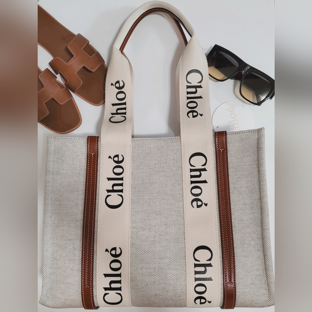 NEW Chloe Woody Canvas Tote Medium